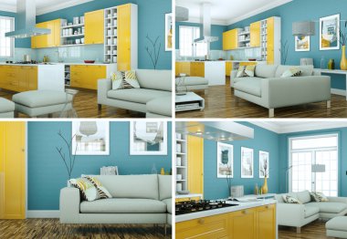 Modern iç çatı tasarım dört kez bakıldı