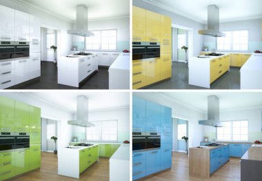 güzel bir tasarım ile modern mutfak dört renk değişme miktarı