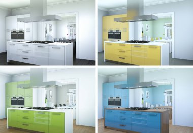 güzel bir tasarım ile modern mutfak dört renk değişme miktarı