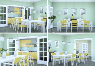 Modern iç çatı tasarım dört kez bakıldı