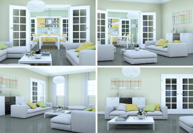 Modern iç çatı tasarım dört kez bakıldı