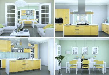 Modern iç çatı tasarım dört kez bakıldı