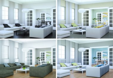 Dört renk varyasyonları modern iç çatı tasarım