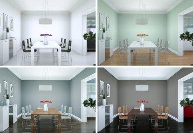 Yemek odası iç tasarım modern daire içinde dört renk değişme miktarı