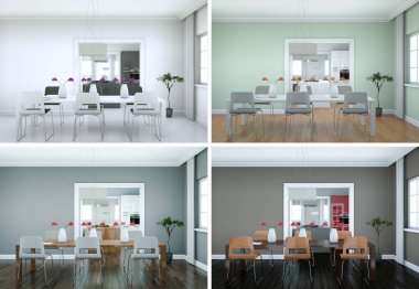 Yemek odası iç tasarım modern daire içinde dört renk değişme miktarı