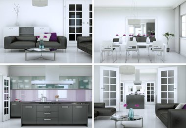 Modern iç çatı tasarım dört kez bakıldı