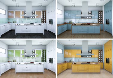 güzel bir tasarım ile modern mutfak dört renk değişme miktarı