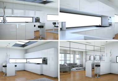 güzel bir tasarım ile modern mutfak dört kez bakıldı