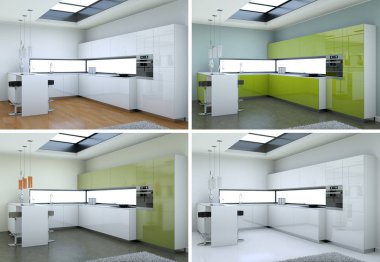 güzel bir tasarım ile modern mutfak dört kez bakıldı