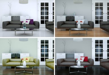 Dört renk varyasyonları modern iç çatı tasarım