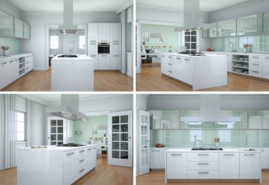 güzel bir tasarım ile modern mutfak dört kez bakıldı