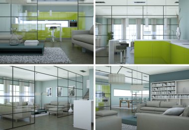 Modern iç çatı tasarım dört kez bakıldı