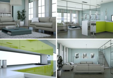 Modern iç çatı tasarım dört kez bakıldı