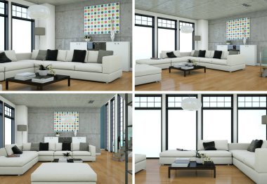 Modern iç çatı tasarım dört kez bakıldı