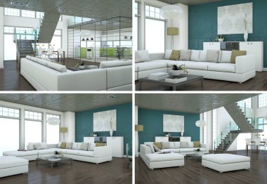 Modern iç çatı tasarım dört kez bakıldı