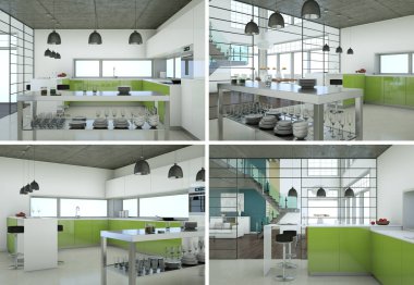 Modern iç çatı tasarım dört kez bakıldı