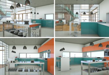 Modern iç çatı tasarım dört kez bakıldı