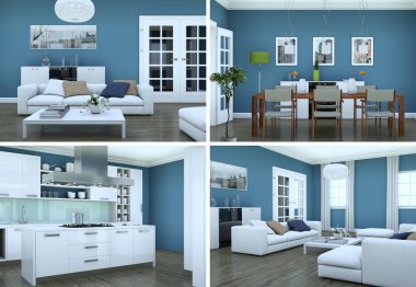 Modern iç çatı tasarım dört kez bakıldı