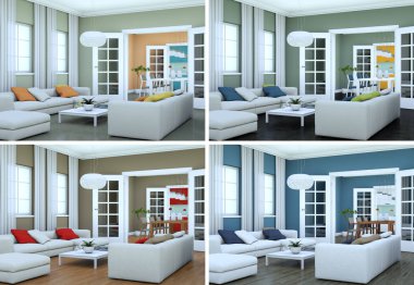 Dört renk varyasyonları modern iç çatı tasarım