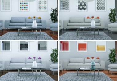 Dört renk varyasyonları modern iç çatı tasarım