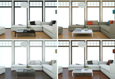 Dört renk varyasyonları modern iç çatı tasarım