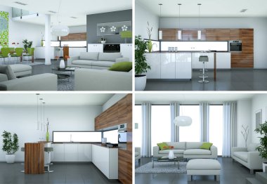 Modern iç çatı tasarım dört kez bakıldı