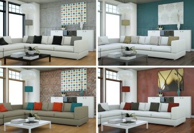 Dört renk varyasyonları modern iç çatı tasarım