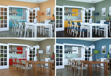 Dört renk varyasyonları modern iç çatı tasarım