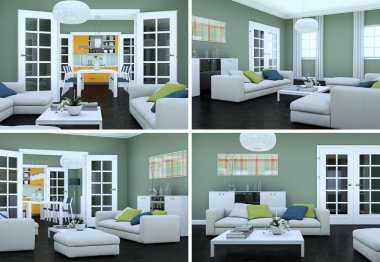 Modern iç çatı tasarım dört kez bakıldı