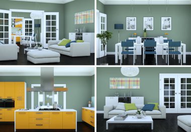 Modern iç çatı tasarım dört kez bakıldı