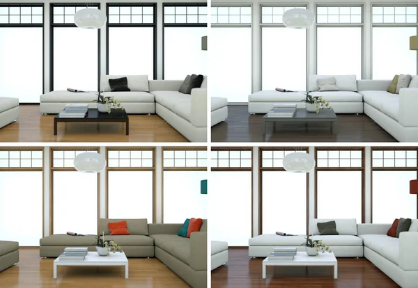Cztery kolory odmiany nowoczesne wnętrza loftu — Zdjęcie stockowe