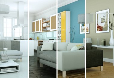 Bölünmüş renk değişimleri modern loft iç tasarım