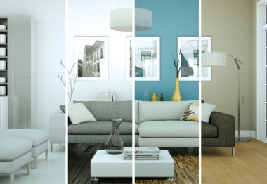 Bölünmüş renk değişimleri modern loft iç tasarım