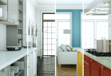 Bölünmüş renk değişimleri modern loft iç tasarım