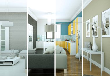 Bölünmüş renk değişimleri modern loft iç tasarım