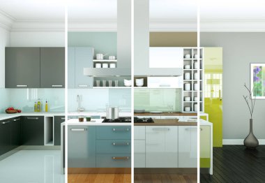 Güzel bir tasarım ile modern bir mutfak bölünmüş renk varyasyonları
