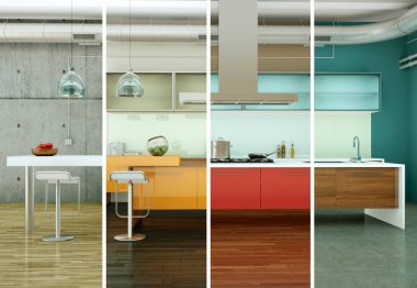 Güzel bir tasarım ile modern bir mutfak bölünmüş renk varyasyonları