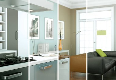 Bölünmüş renk değişimleri modern loft iç tasarım