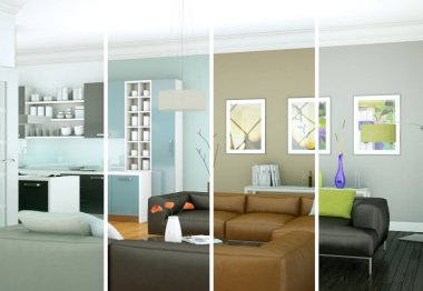Bölünmüş renk değişimleri modern loft iç tasarım