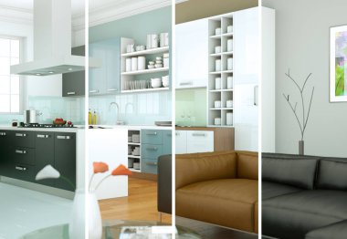 Bölünmüş renk değişimleri modern loft iç tasarım