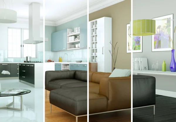 Variações de cores divididas de um moderno design de interiores loft — Fotografia de Stock