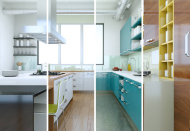 Güzel bir tasarım ile modern bir mutfak bölünmüş renk varyasyonları