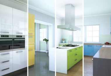 Güzel bir tasarım ile modern bir mutfak bölünmüş renk varyasyonları