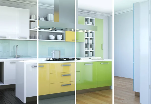 Variasi warna yang terpisah dari dapur modern dengan desain yang indah — Stok Foto