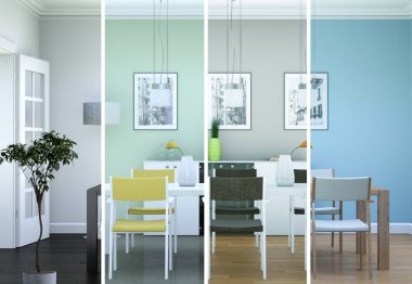 Bölünmüş renk değişimleri modern loft iç tasarım