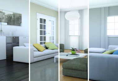 Bölünmüş renk değişimleri modern loft iç tasarım