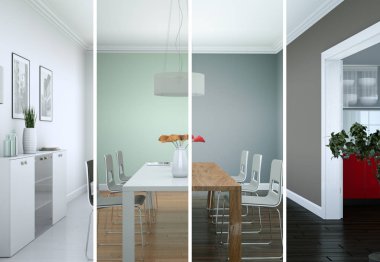 Bölünmüş renk değişimleri modern loft iç tasarım