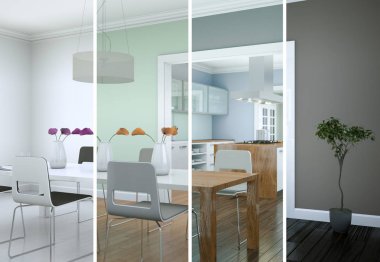 Bölünmüş renk değişimleri modern loft iç tasarım
