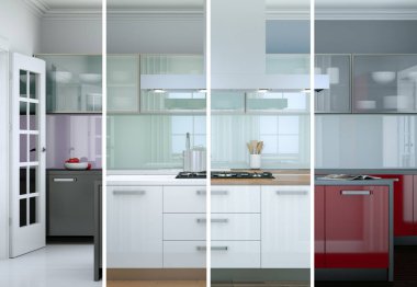 Güzel bir tasarım ile modern bir mutfak bölünmüş renk varyasyonları