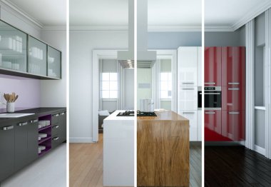 Güzel bir tasarım ile modern bir mutfak bölünmüş renk varyasyonları